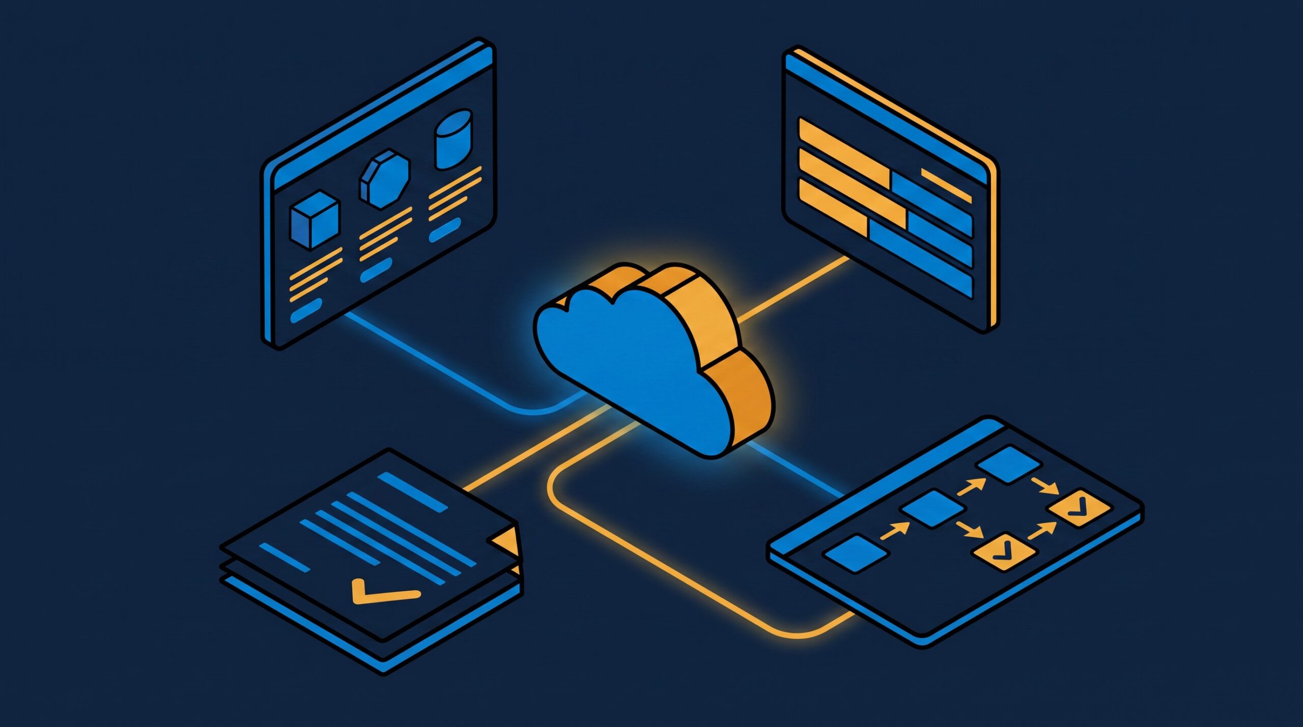 Illustration of an enterprise quote-to-cash workflow on a centralized Revenue Cloud platform